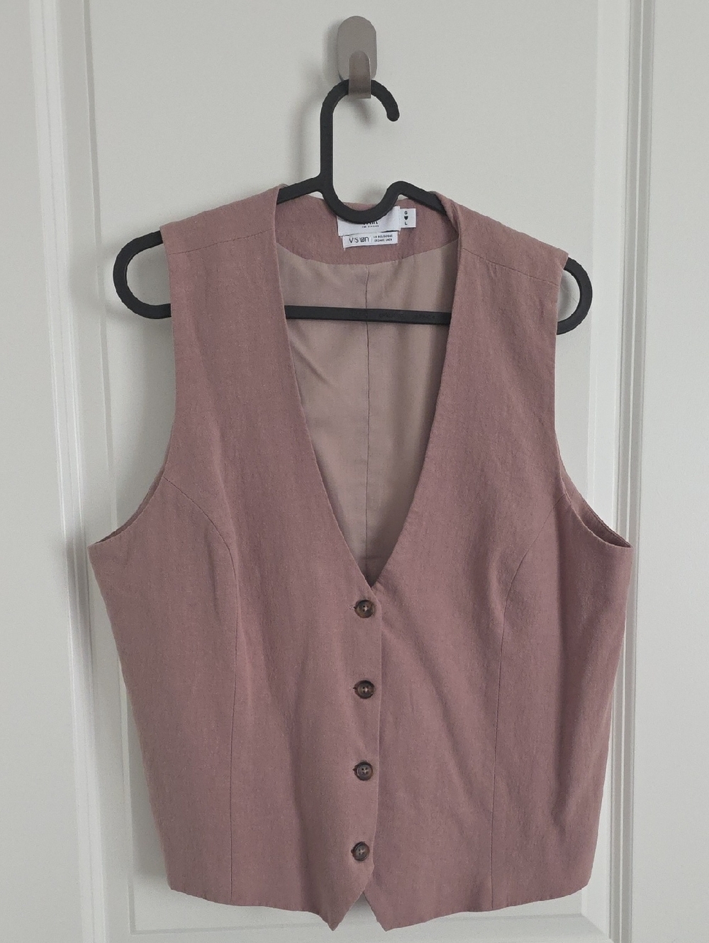 twik Mauve Pink Button-Front Vest Top